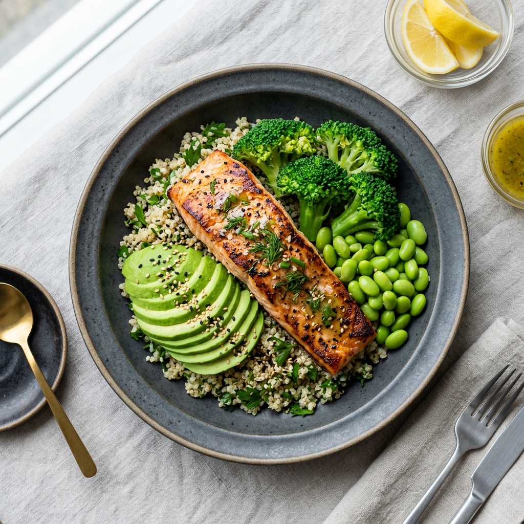 Grilled Salmon Quinoa Bowl
